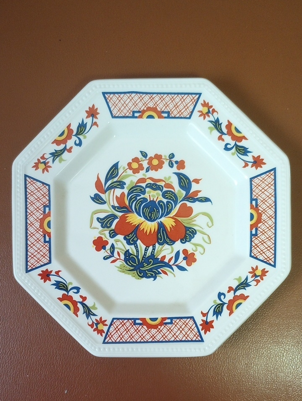 Heritage Johnson Bros. Colorful Floral Octagonal Ironside Ceramic Vintage Dish